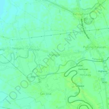 Mangga topographic map, elevation, terrain