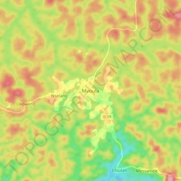 Mvoula topographic map, elevation, terrain