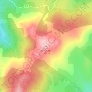 Signal de Randon topographic map, elevation, terrain