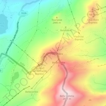 Mont Belvédère topographic map, elevation, terrain