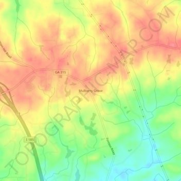 Mulberry Grove topographic map, elevation, terrain
