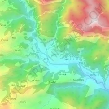 Sankri topographic map, elevation, terrain
