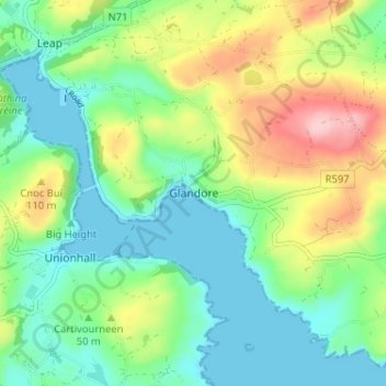 Glandore topographic map, elevation, terrain