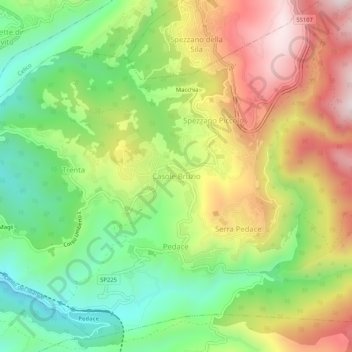 Casole Bruzio topographic map, elevation, terrain