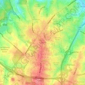 Tysonville topographic map, elevation, terrain