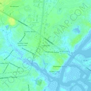 Lions Gate topographic map, elevation, terrain