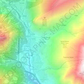 Villair Desot topographic map, elevation, terrain