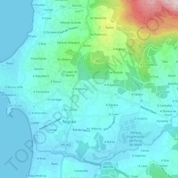 Grolos topographic map, elevation, terrain