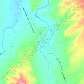 Pachera topographic map, elevation, terrain