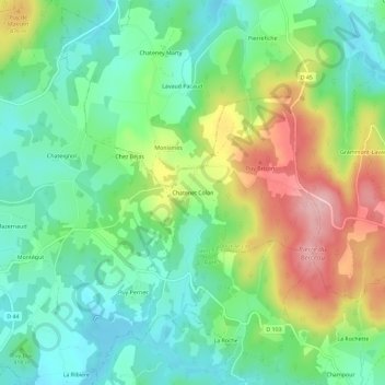 Chatenet Colon topographic map, elevation, terrain