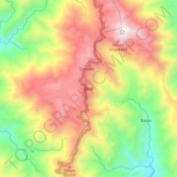 Atok topographic map, elevation, terrain