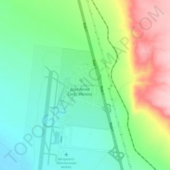 Cerro Moreno topographic map, elevation, terrain