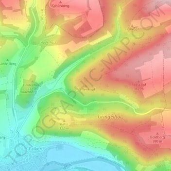 Pfaffenkopf topographic map, elevation, terrain