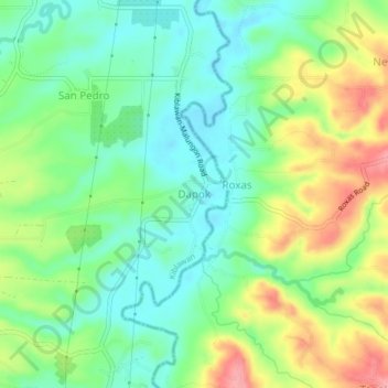 Dapok topographic map, elevation, terrain
