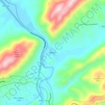 Walland topographic map, elevation, terrain
