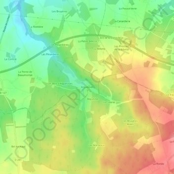 Aiguevives topographic map, elevation, terrain