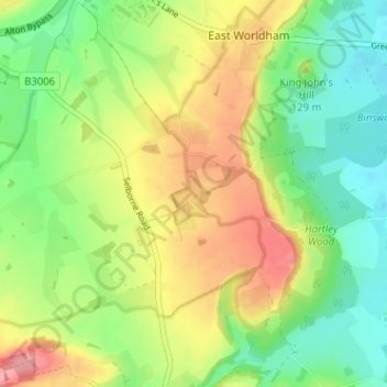 Hartley Mauditt topographic map, elevation, terrain