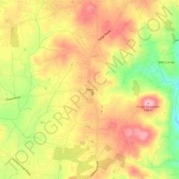 Dana topographic map, elevation, terrain