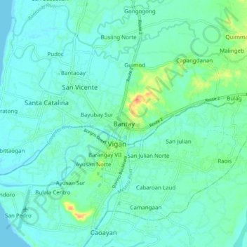 Bantay topographic map, elevation, terrain