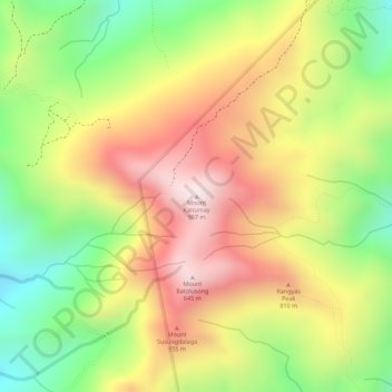 Mount Kanumay topographic map, elevation, terrain