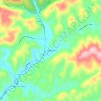 Lamberts Store topographic map, elevation, terrain