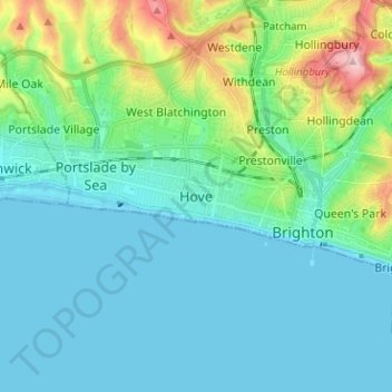 Hove topographic map, elevation, terrain