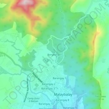 Bongbongon topographic map, elevation, terrain