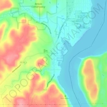 Afton topographic map, elevation, terrain