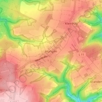 Hürtgen topographic map, elevation, terrain