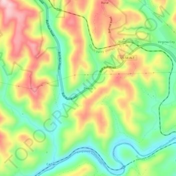 Dwina topographic map, elevation, terrain
