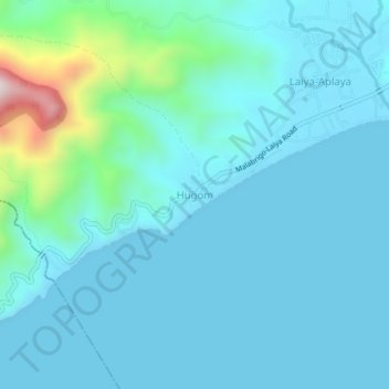 Hugom topographic map, elevation, terrain