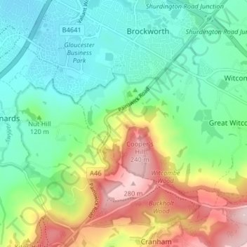 Cooper's Hill topographic map, elevation, terrain