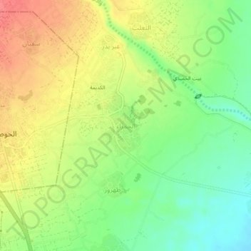 Al Hamra' topographic map, elevation, terrain