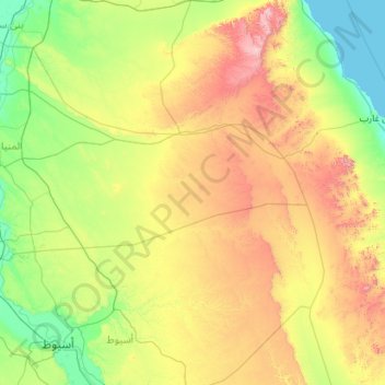 Eastern Desert topographic map, elevation, terrain
