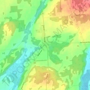 Harrowsmith topographic map, elevation, terrain