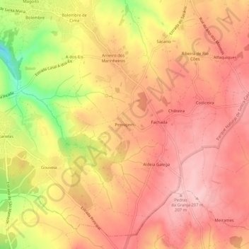 Pernigem topographic map, elevation, terrain