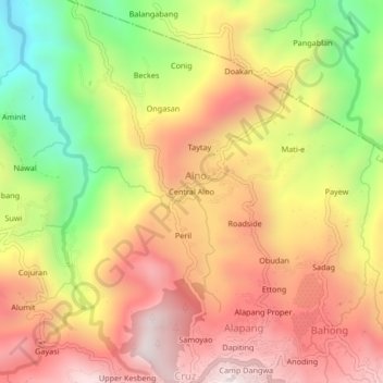 Central Alno topographic map, elevation, terrain