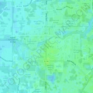 Seven Springs topographic map, elevation, terrain