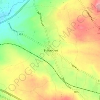 Ballyrobert topographic map, elevation, terrain