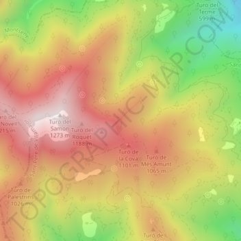 Carena del Faig topographic map, elevation, terrain