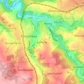 Lambzig topographic map, elevation, terrain