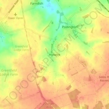 Hinwick topographic map, elevation, terrain