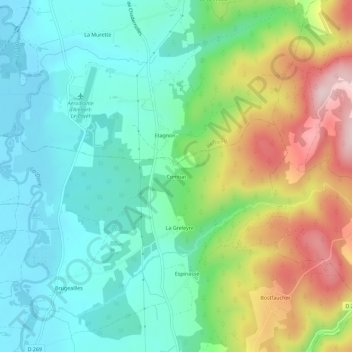 Combat topographic map, elevation, terrain
