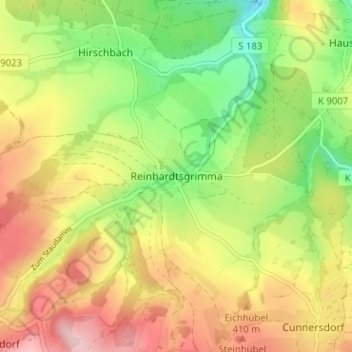 Reinhardtsgrimma topographic map, elevation, terrain