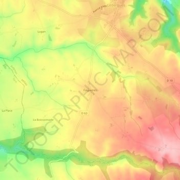 Falguières topographic map, elevation, terrain