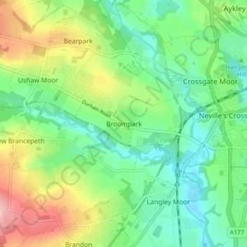 Broompark topographic map, elevation, terrain