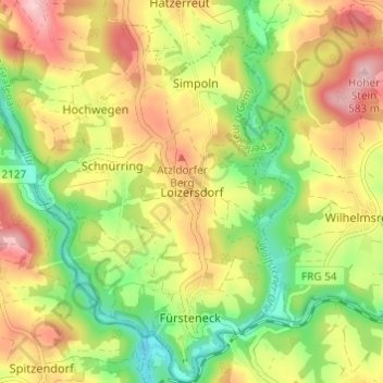 Loizersdorf topographic map, elevation, terrain
