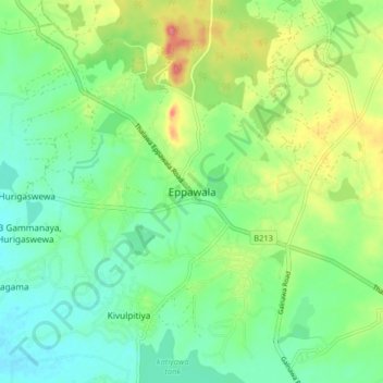 Eppawala topographic map, elevation, terrain