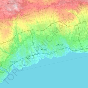 Whitby topographic map, elevation, terrain