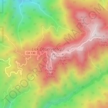 Mount Hamilton topographic map, elevation, terrain